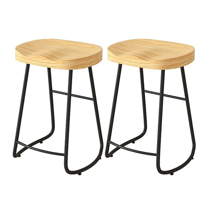 Contemporary Natural Solid Wood Barstool Footrest Restaurant Stool Black 2 Piece Set Counter Stool(26"H) Clearhalo 'Bar Furniture' 'Bar Stools' 'bar_stools' 'furn' 'furn_bar_stools' 'Furniture' 'furniture_bar_stools' 'Kitchen & Dining Furniture' 4926490