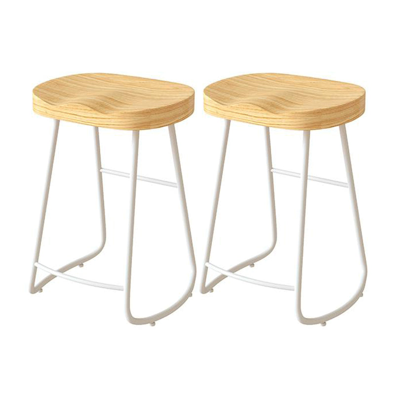 Contemporary Natural Solid Wood Barstool Footrest Restaurant Stool White 2 Piece Set Counter Stool(26"H) Clearhalo 'Bar Furniture' 'Bar Stools' 'bar_stools' 'furn' 'furn_bar_stools' 'Furniture' 'furniture_bar_stools' 'Kitchen & Dining Furniture' 4926495