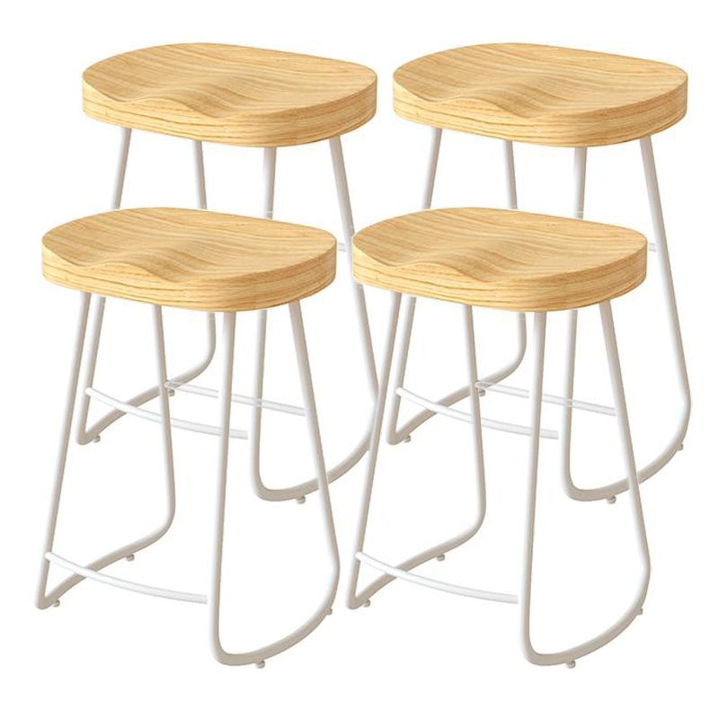 Contemporary Natural Solid Wood Barstool Footrest Restaurant Stool White 4 Piece Set Counter Stool(26"H) Clearhalo 'Bar Furniture' 'Bar Stools' 'bar_stools' 'furn' 'furn_bar_stools' 'Furniture' 'furniture_bar_stools' 'Kitchen & Dining Furniture' 4926497