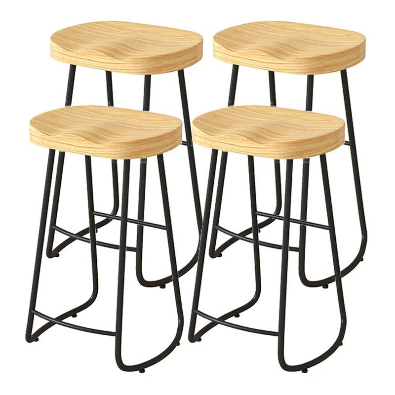 Contemporary Natural Solid Wood Barstool Footrest Restaurant Stool Black 4 Piece Set Bar Stool(30"H) Clearhalo 'Bar Furniture' 'Bar Stools' 'bar_stools' 'furn' 'furn_bar_stools' 'Furniture' 'furniture_bar_stools' 'Kitchen & Dining Furniture' 4926501