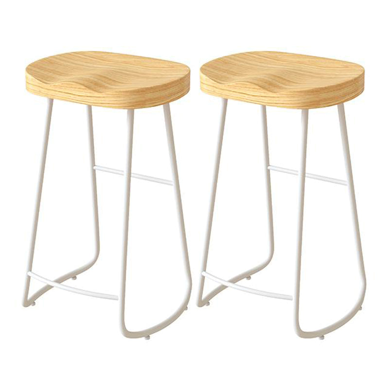 Contemporary Natural Solid Wood Barstool Footrest Restaurant Stool White 2 Piece Set Bar Stool(30"H) Clearhalo 'Bar Furniture' 'Bar Stools' 'bar_stools' 'furn' 'furn_bar_stools' 'Furniture' 'furniture_bar_stools' 'Kitchen & Dining Furniture' 4926503