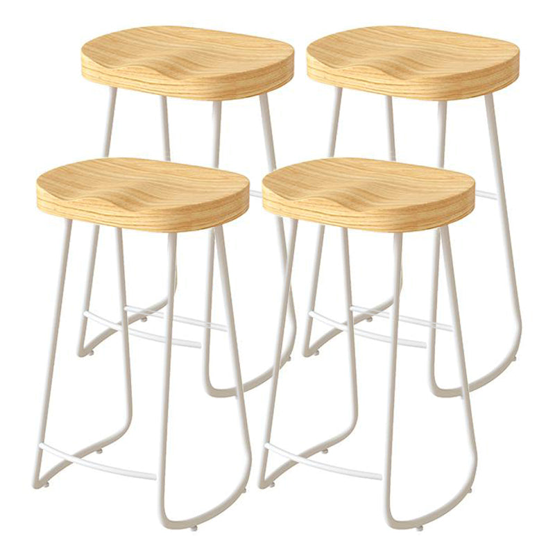 Contemporary Natural Solid Wood Barstool Footrest Restaurant Stool White 4 Piece Set Bar Stool(30"H) Clearhalo 'Bar Furniture' 'Bar Stools' 'bar_stools' 'furn' 'furn_bar_stools' 'Furniture' 'furniture_bar_stools' 'Kitchen & Dining Furniture' 4926504