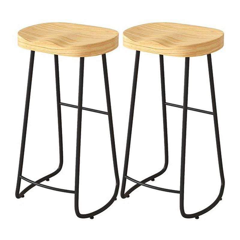 Contemporary Natural Solid Wood Barstool Footrest Restaurant Stool Black 2 Piece Set Bar Stool(33"H) Clearhalo 'Bar Furniture' 'Bar Stools' 'bar_stools' 'furn' 'furn_bar_stools' 'Furniture' 'furniture_bar_stools' 'Kitchen & Dining Furniture' 4926505