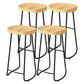 Contemporary Natural Solid Wood Barstool Footrest Restaurant Stool Black 4 Piece Set Bar Stool(33"H) Clearhalo 'Bar Furniture' 'Bar Stools' 'bar_stools' 'furn' 'furn_bar_stools' 'Furniture' 'furniture_bar_stools' 'Kitchen & Dining Furniture' 4926506