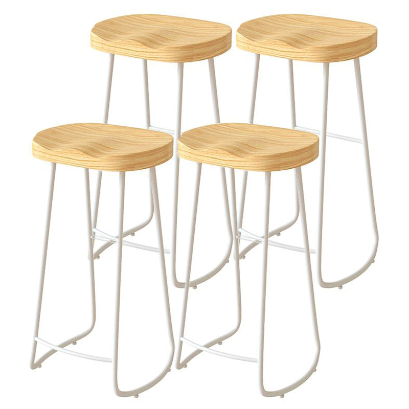 Contemporary Natural Solid Wood Barstool Footrest Restaurant Stool White 4 Piece Set Bar Stool(33"H) Clearhalo 'Bar Furniture' 'Bar Stools' 'bar_stools' 'furn' 'furn_bar_stools' 'Furniture' 'furniture_bar_stools' 'Kitchen & Dining Furniture' 4926508