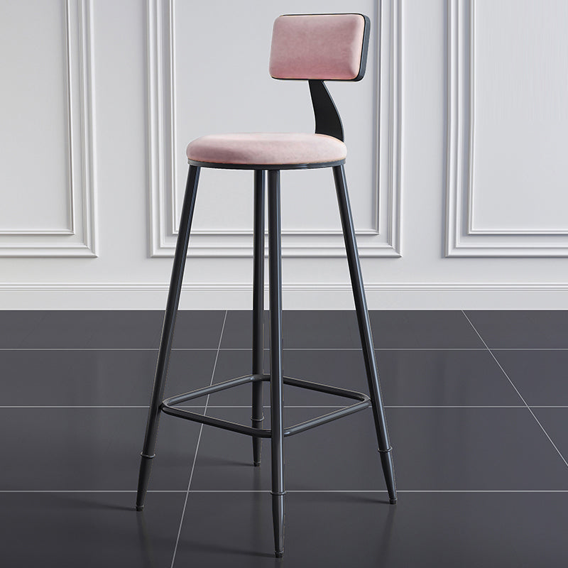 Scandinavian Matte Finish Velvet Counter Stool Footrest Home Barstool Pink 1 Piece Clearhalo 'Bar Furniture' 'Bar Stools' 'bar_stools' 'furn' 'furn_bar_stools' 'Furniture' 'furniture_bar_stools' 'Kitchen & Dining Furniture' 4926533