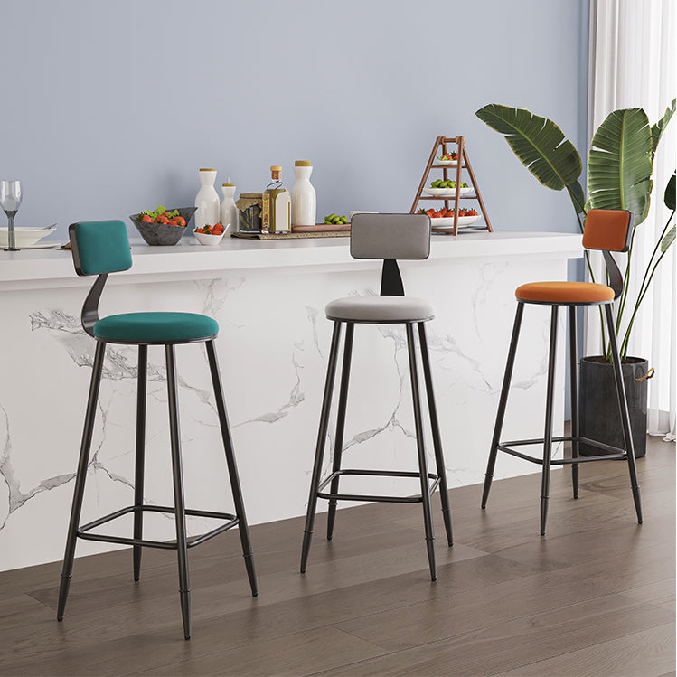 Scandinavian Matte Finish Velvet Counter Stool Footrest Home Barstool Clearhalo 'Bar Furniture' 'Bar Stools' 'bar_stools' 'furn' 'furn_bar_stools' 'Furniture' 'furniture_bar_stools' 'Kitchen & Dining Furniture' 4926534
