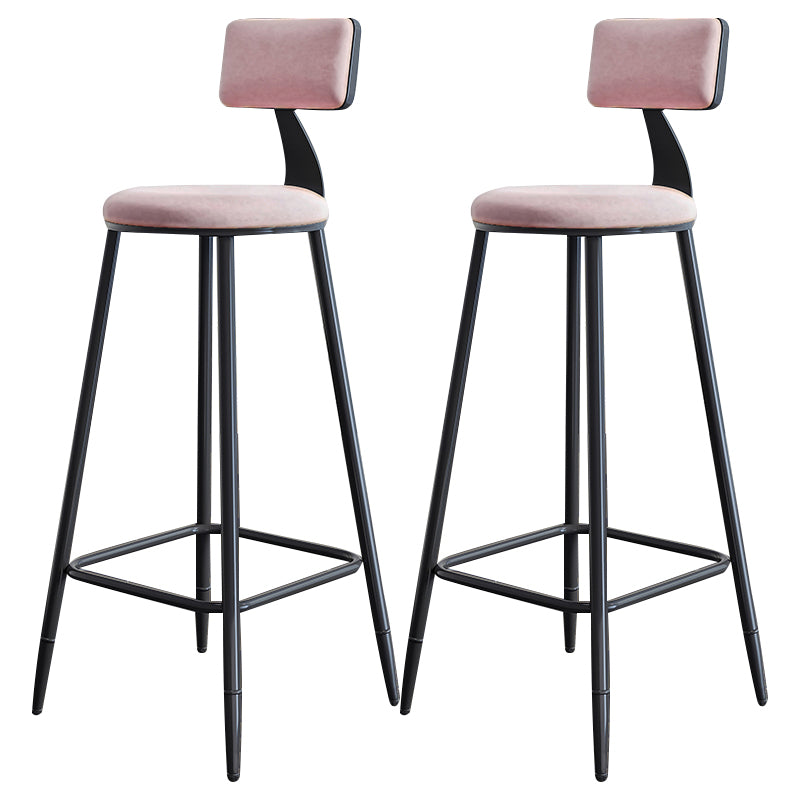 Scandinavian Matte Finish Velvet Counter Stool Footrest Home Barstool Pink 2 Piece Set Clearhalo 'Bar Furniture' 'Bar Stools' 'bar_stools' 'furn' 'furn_bar_stools' 'Furniture' 'furniture_bar_stools' 'Kitchen & Dining Furniture' 4926535