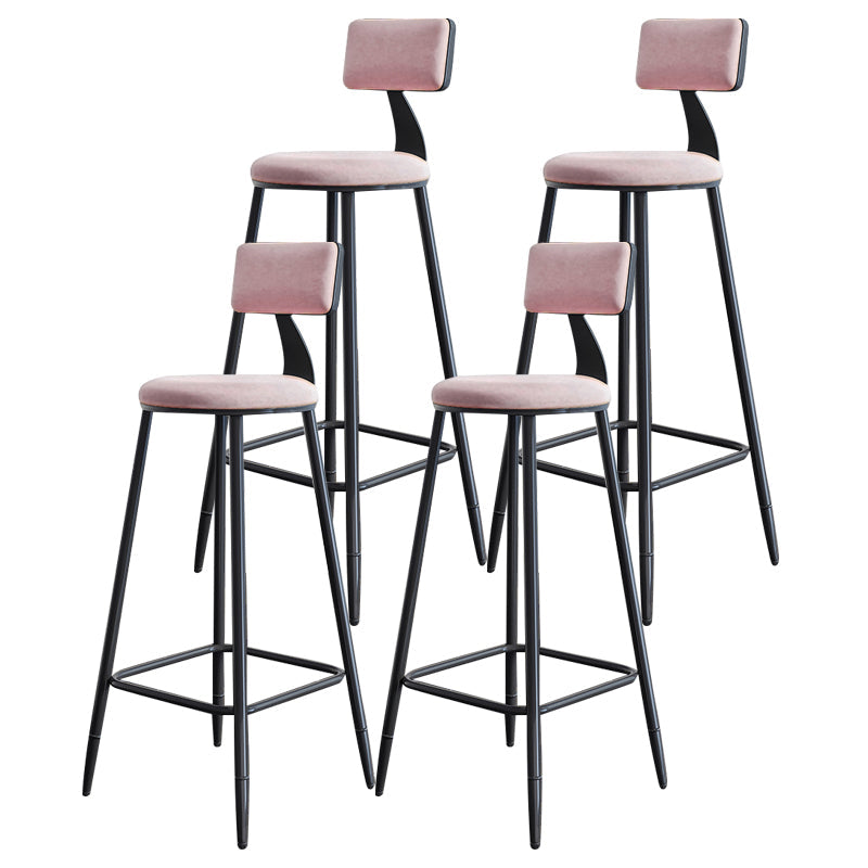 Scandinavian Matte Finish Velvet Counter Stool Footrest Home Barstool Pink 4 Piece Set Clearhalo 'Bar Furniture' 'Bar Stools' 'bar_stools' 'furn' 'furn_bar_stools' 'Furniture' 'furniture_bar_stools' 'Kitchen & Dining Furniture' 4926536