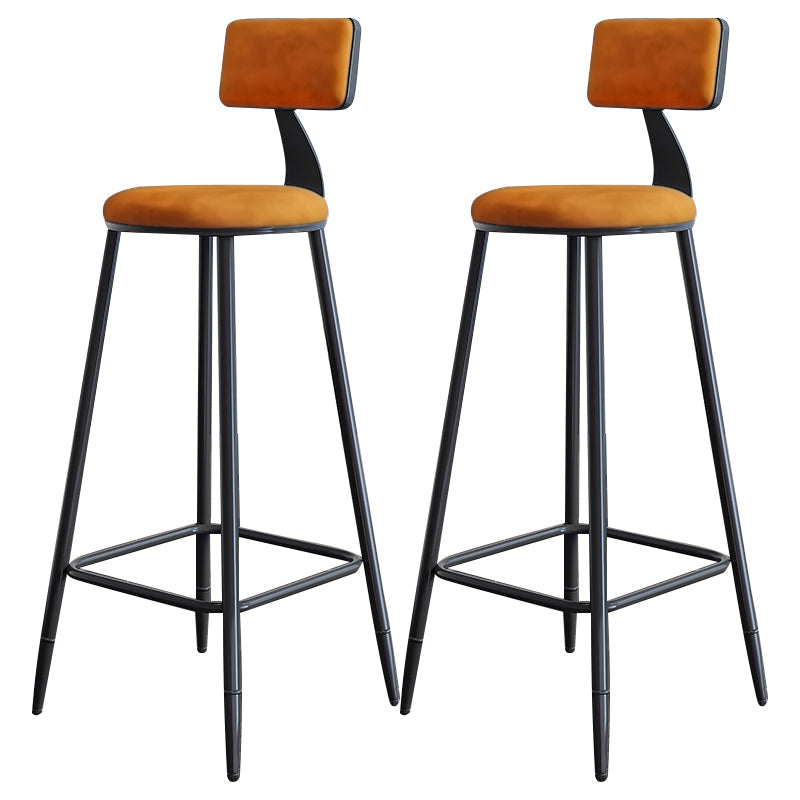 Scandinavian Matte Finish Velvet Counter Stool Footrest Home Barstool Orange 2 Piece Set Clearhalo 'Bar Furniture' 'Bar Stools' 'bar_stools' 'furn' 'furn_bar_stools' 'Furniture' 'furniture_bar_stools' 'Kitchen & Dining Furniture' 4926541