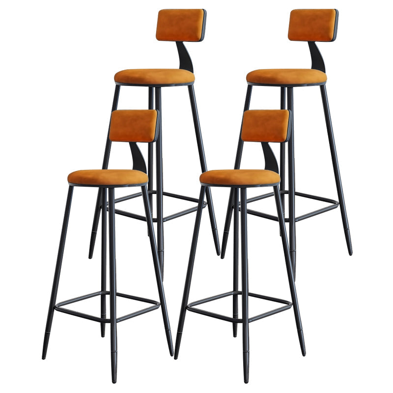 Scandinavian Matte Finish Velvet Counter Stool Footrest Home Barstool Orange 4 Piece Set Clearhalo 'Bar Furniture' 'Bar Stools' 'bar_stools' 'furn' 'furn_bar_stools' 'Furniture' 'furniture_bar_stools' 'Kitchen & Dining Furniture' 4926543