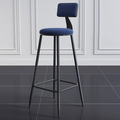 Scandinavian Matte Finish Velvet Counter Stool Footrest Home Barstool Blue 1 Piece Clearhalo 'Bar Furniture' 'Bar Stools' 'bar_stools' 'furn' 'furn_bar_stools' 'Furniture' 'furniture_bar_stools' 'Kitchen & Dining Furniture' 4926544