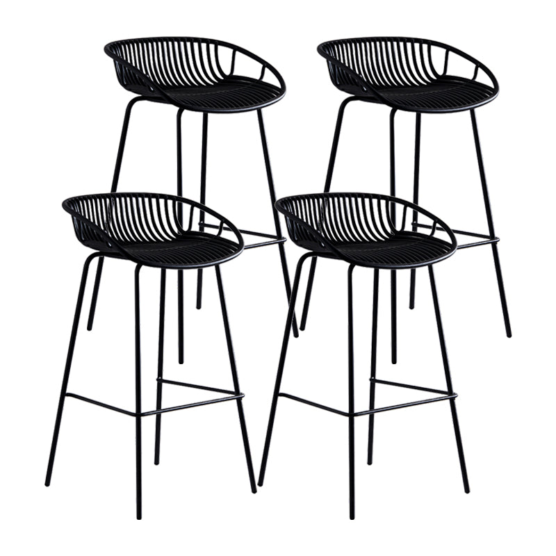 Contemporary Milk Tea Shop Footrest Stool Matte Finish Metal Barstool Black 4 Piece Set Counter Stool (23.5"H) Clearhalo 'Bar Furniture' 'Bar Stools' 'bar_stools' 'furn' 'furn_bar_stools' 'Furniture' 'furniture_bar_stools' 'Kitchen & Dining Furniture' 4926562