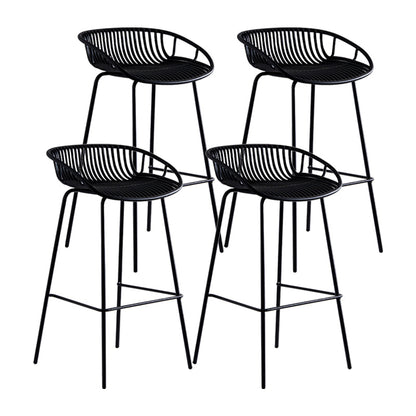 Contemporary Milk Tea Shop Footrest Stool Matte Finish Metal Barstool Black 4 Piece Set Counter Stool (23.5"H) Clearhalo 'Bar Furniture' 'Bar Stools' 'bar_stools' 'furn' 'furn_bar_stools' 'Furniture' 'furniture_bar_stools' 'Kitchen & Dining Furniture' 4926562