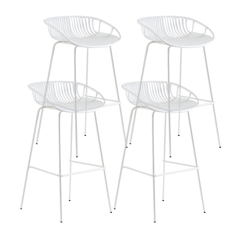 Contemporary Milk Tea Shop Footrest Stool Matte Finish Metal Barstool White 4 Piece Set Counter Stool (23.5"H) Clearhalo 'Bar Furniture' 'Bar Stools' 'bar_stools' 'furn' 'furn_bar_stools' 'Furniture' 'furniture_bar_stools' 'Kitchen & Dining Furniture' 4926563