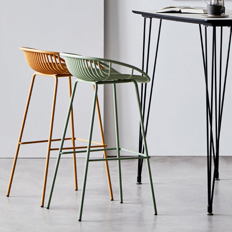 Contemporary Milk Tea Shop Footrest Stool Matte Finish Metal Barstool Clearhalo 'Bar Furniture' 'Bar Stools' 'bar_stools' 'furn' 'furn_bar_stools' 'Furniture' 'furniture_bar_stools' 'Kitchen & Dining Furniture' 4926564