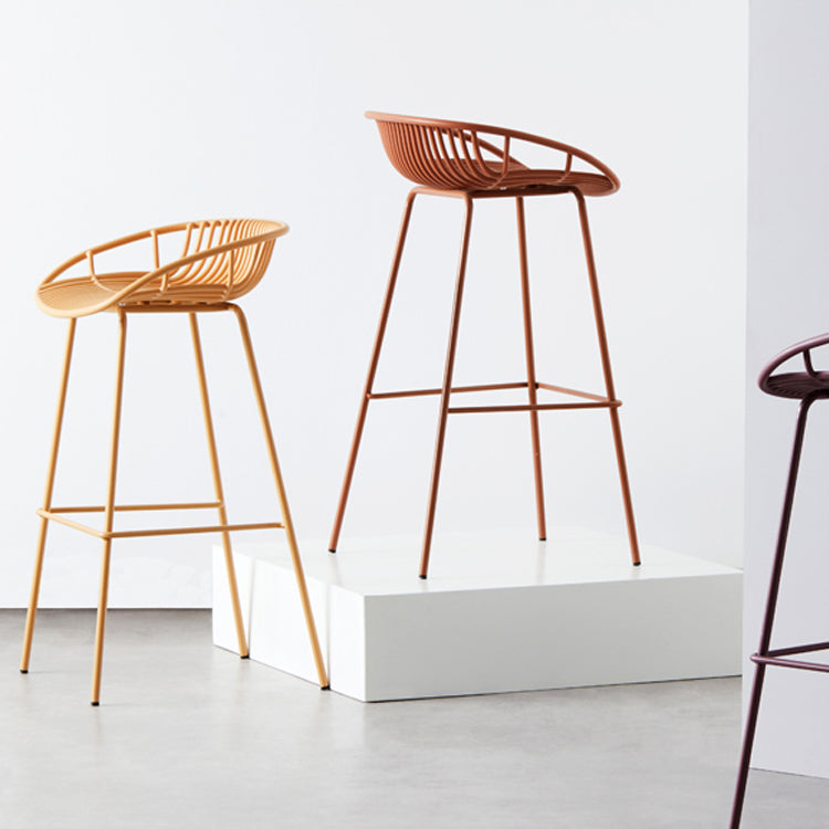 Contemporary Milk Tea Shop Footrest Stool Matte Finish Metal Barstool Clearhalo 'Bar Furniture' 'Bar Stools' 'bar_stools' 'furn' 'furn_bar_stools' 'Furniture' 'furniture_bar_stools' 'Kitchen & Dining Furniture' 4926565