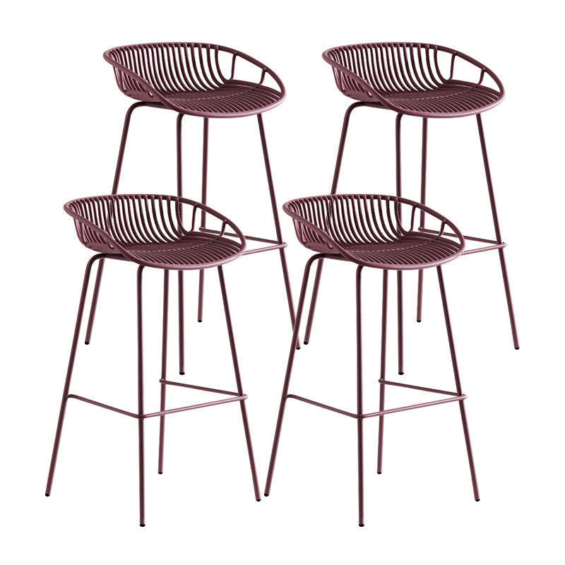 Contemporary Milk Tea Shop Footrest Stool Matte Finish Metal Barstool Purple 4 Piece Set Counter Stool (23.5"H) Clearhalo 'Bar Furniture' 'Bar Stools' 'bar_stools' 'furn' 'furn_bar_stools' 'Furniture' 'furniture_bar_stools' 'Kitchen & Dining Furniture' 4926567
