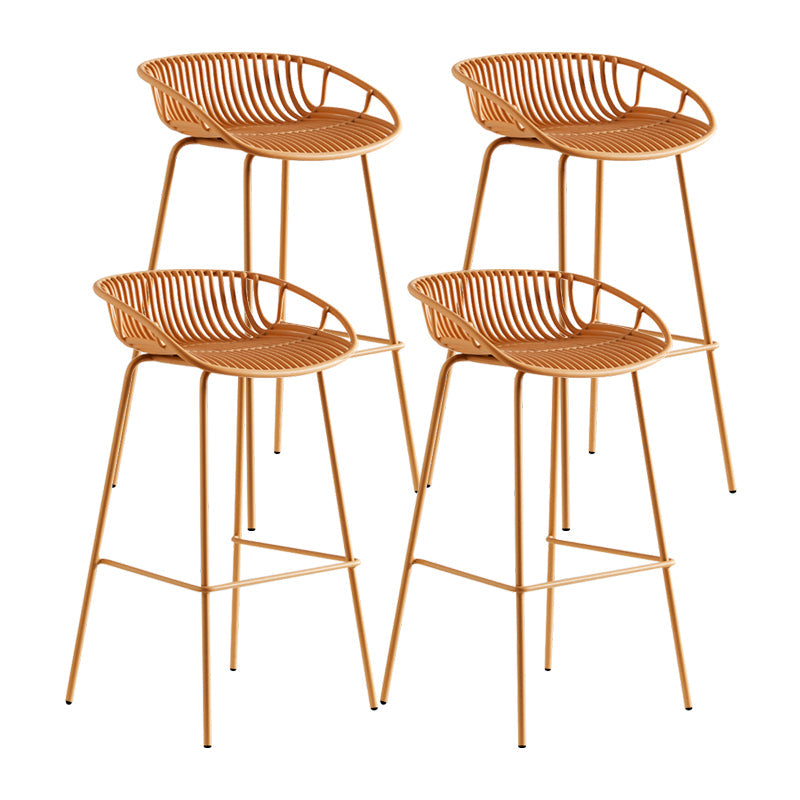 Contemporary Milk Tea Shop Footrest Stool Matte Finish Metal Barstool Ginger 4 Piece Set Counter Stool (23.5"H) Clearhalo 'Bar Furniture' 'Bar Stools' 'bar_stools' 'furn' 'furn_bar_stools' 'Furniture' 'furniture_bar_stools' 'Kitchen & Dining Furniture' 4926570