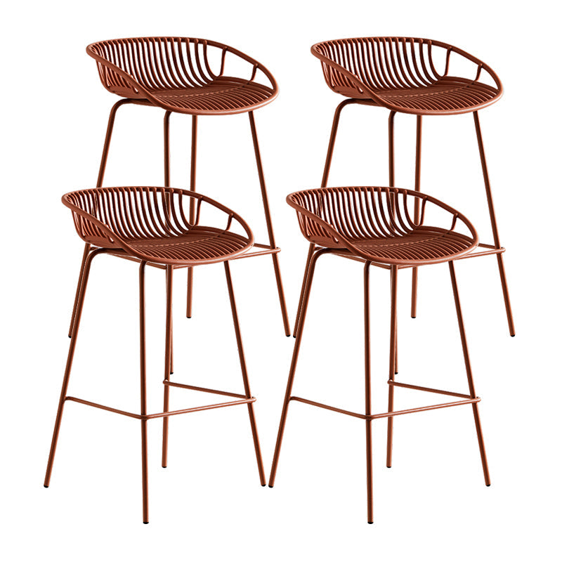 Contemporary Milk Tea Shop Footrest Stool Matte Finish Metal Barstool Orange Red 4 Piece Set Counter Stool (23.5"H) Clearhalo 'Bar Furniture' 'Bar Stools' 'bar_stools' 'furn' 'furn_bar_stools' 'Furniture' 'furniture_bar_stools' 'Kitchen & Dining Furniture' 4926572