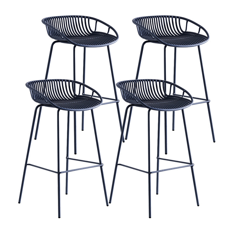 Contemporary Milk Tea Shop Footrest Stool Matte Finish Metal Barstool Gray Blue 4 Piece Set Counter Stool (23.5"H) Clearhalo 'Bar Furniture' 'Bar Stools' 'bar_stools' 'furn' 'furn_bar_stools' 'Furniture' 'furniture_bar_stools' 'Kitchen & Dining Furniture' 4926573