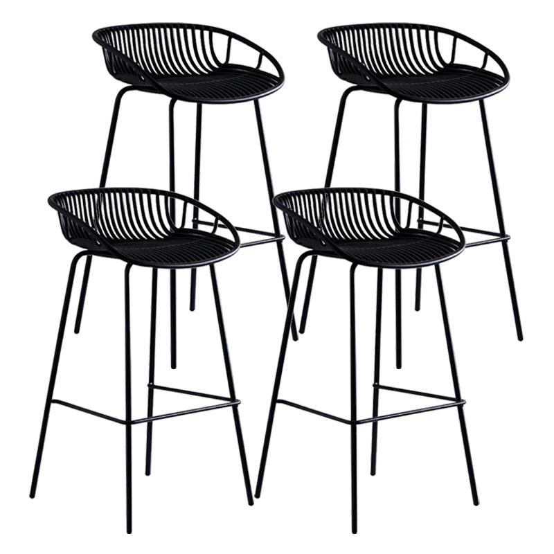 Contemporary Milk Tea Shop Footrest Stool Matte Finish Metal Barstool Black 4 Piece Set Counter Stool(26"H) Clearhalo 'Bar Furniture' 'Bar Stools' 'bar_stools' 'furn' 'furn_bar_stools' 'Furniture' 'furniture_bar_stools' 'Kitchen & Dining Furniture' 4926575