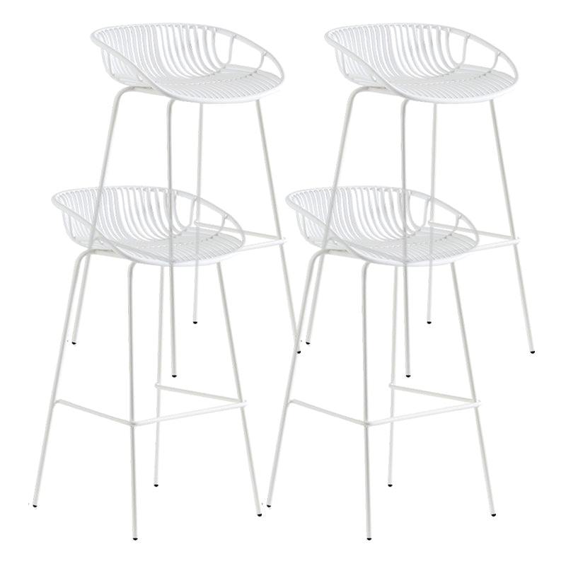 Contemporary Milk Tea Shop Footrest Stool Matte Finish Metal Barstool White 4 Piece Set Counter Stool(26"H) Clearhalo 'Bar Furniture' 'Bar Stools' 'bar_stools' 'furn' 'furn_bar_stools' 'Furniture' 'furniture_bar_stools' 'Kitchen & Dining Furniture' 4926578