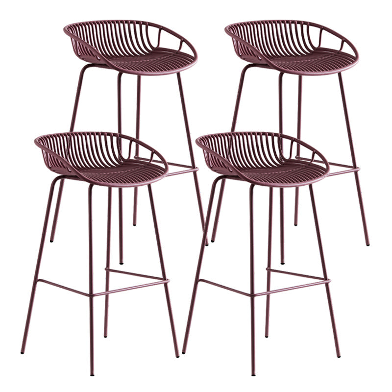 Contemporary Milk Tea Shop Footrest Stool Matte Finish Metal Barstool Purple 4 Piece Set Counter Stool(26"H) Clearhalo 'Bar Furniture' 'Bar Stools' 'bar_stools' 'furn' 'furn_bar_stools' 'Furniture' 'furniture_bar_stools' 'Kitchen & Dining Furniture' 4926582
