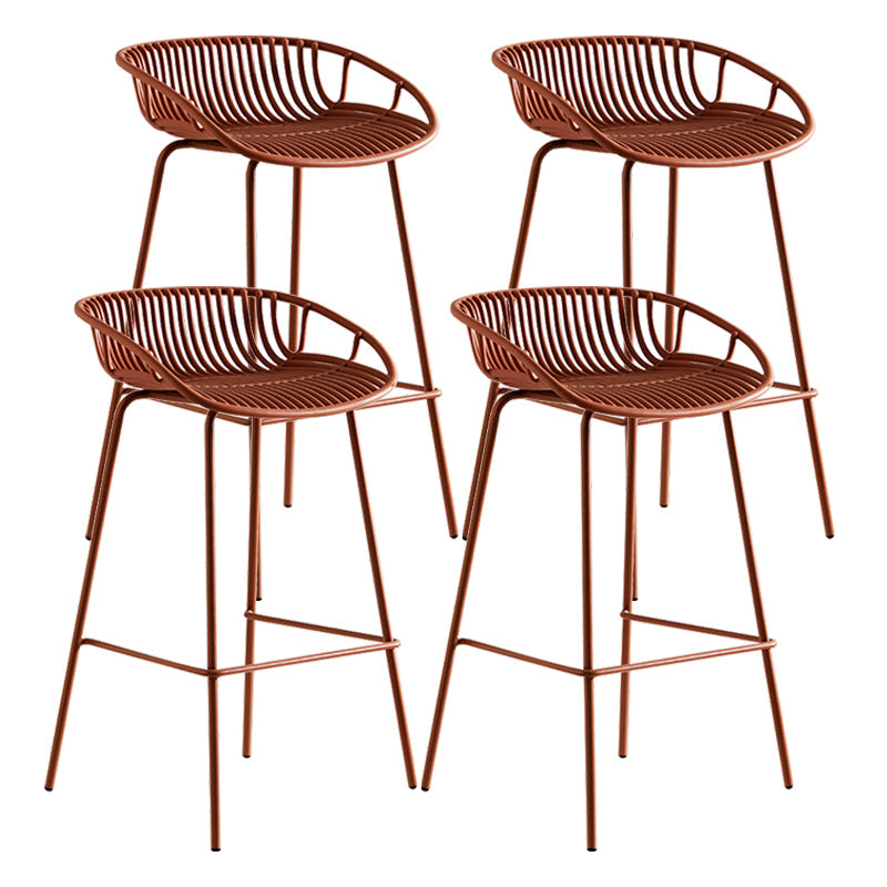 Contemporary Milk Tea Shop Footrest Stool Matte Finish Metal Barstool Orange Red 4 Piece Set Counter Stool(26"H) Clearhalo 'Bar Furniture' 'Bar Stools' 'bar_stools' 'furn' 'furn_bar_stools' 'Furniture' 'furniture_bar_stools' 'Kitchen & Dining Furniture' 4926585