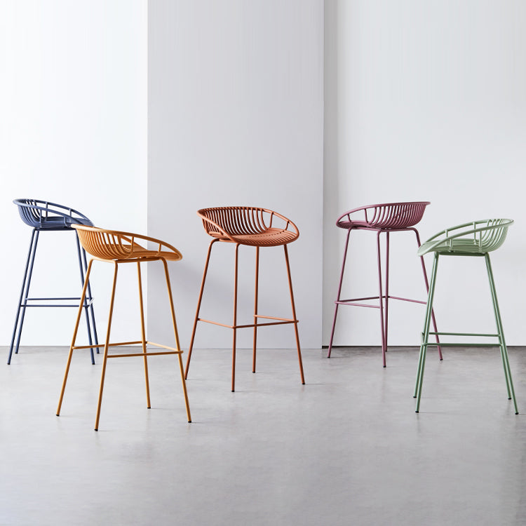 Contemporary Milk Tea Shop Footrest Stool Matte Finish Metal Barstool Clearhalo 'Bar Furniture' 'Bar Stools' 'bar_stools' 'furn' 'furn_bar_stools' 'Furniture' 'furniture_bar_stools' 'Kitchen & Dining Furniture' 4926586