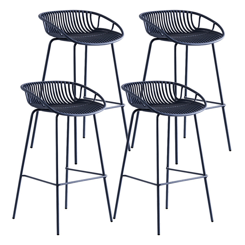 Contemporary Milk Tea Shop Footrest Stool Matte Finish Metal Barstool Gray Blue 4 Piece Set Counter Stool(26"H) Clearhalo 'Bar Furniture' 'Bar Stools' 'bar_stools' 'furn' 'furn_bar_stools' 'Furniture' 'furniture_bar_stools' 'Kitchen & Dining Furniture' 4926587