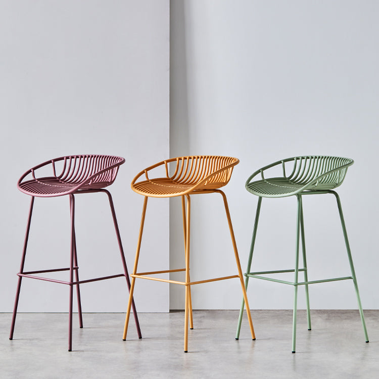 Contemporary Milk Tea Shop Footrest Stool Matte Finish Metal Barstool Clearhalo 'Bar Furniture' 'Bar Stools' 'bar_stools' 'furn' 'furn_bar_stools' 'Furniture' 'furniture_bar_stools' 'Kitchen & Dining Furniture' 4926589