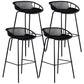 Contemporary Milk Tea Shop Footrest Stool Matte Finish Metal Barstool Black 4 Piece Set Bar Stool (28" H) Clearhalo 'Bar Furniture' 'Bar Stools' 'bar_stools' 'furn' 'furn_bar_stools' 'Furniture' 'furniture_bar_stools' 'Kitchen & Dining Furniture' 4926590