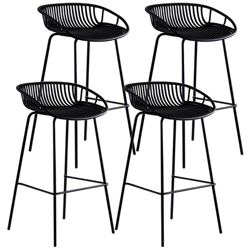 Contemporary Milk Tea Shop Footrest Stool Matte Finish Metal Barstool Black 4 Piece Set Bar Stool (28" H) Clearhalo 'Bar Furniture' 'Bar Stools' 'bar_stools' 'furn' 'furn_bar_stools' 'Furniture' 'furniture_bar_stools' 'Kitchen & Dining Furniture' 4926590