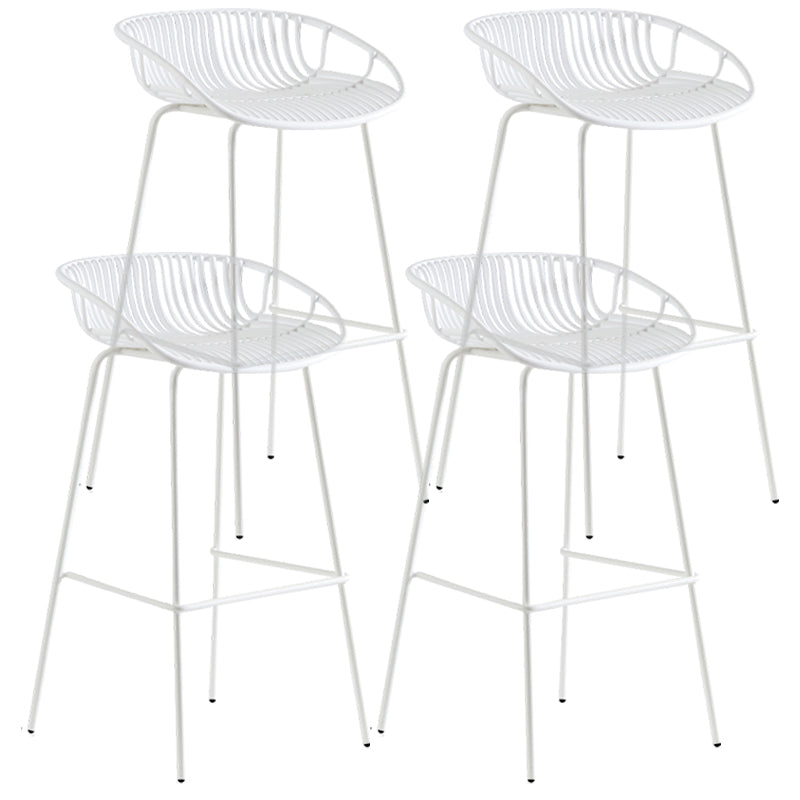 Contemporary Milk Tea Shop Footrest Stool Matte Finish Metal Barstool White 4 Piece Set Bar Stool (28" H) Clearhalo 'Bar Furniture' 'Bar Stools' 'bar_stools' 'furn' 'furn_bar_stools' 'Furniture' 'furniture_bar_stools' 'Kitchen & Dining Furniture' 4926591