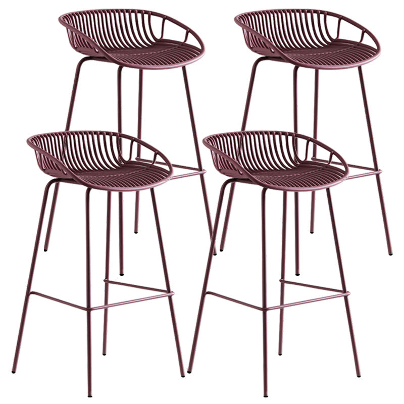 Contemporary Milk Tea Shop Footrest Stool Matte Finish Metal Barstool Purple 4 Piece Set Bar Stool (28" H) Clearhalo 'Bar Furniture' 'Bar Stools' 'bar_stools' 'furn' 'furn_bar_stools' 'Furniture' 'furniture_bar_stools' 'Kitchen & Dining Furniture' 4926593