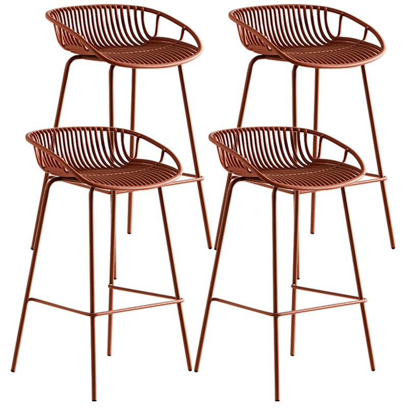 Contemporary Milk Tea Shop Footrest Stool Matte Finish Metal Barstool Orange Red 4 Piece Set Bar Stool (28" H) Clearhalo 'Bar Furniture' 'Bar Stools' 'bar_stools' 'furn' 'furn_bar_stools' 'Furniture' 'furniture_bar_stools' 'Kitchen & Dining Furniture' 4926595