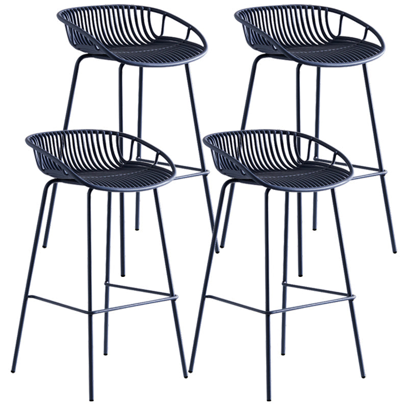 Contemporary Milk Tea Shop Footrest Stool Matte Finish Metal Barstool Gray Blue 4 Piece Set Bar Stool (28" H) Clearhalo 'Bar Furniture' 'Bar Stools' 'bar_stools' 'furn' 'furn_bar_stools' 'Furniture' 'furniture_bar_stools' 'Kitchen & Dining Furniture' 4926596