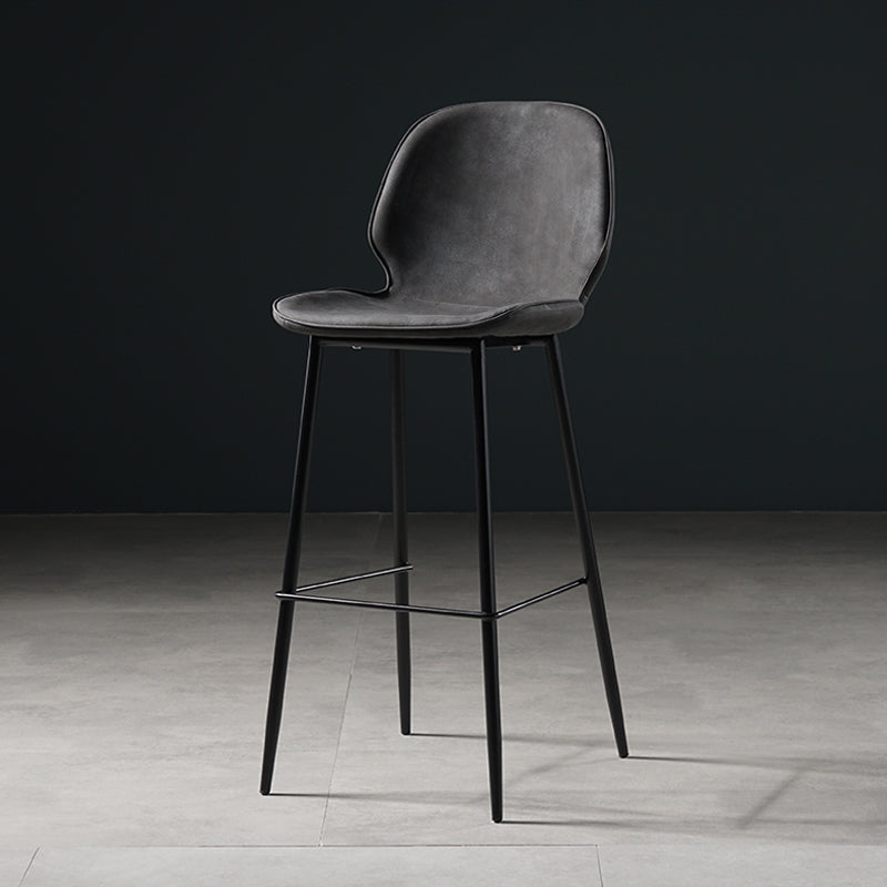 Scandinavian Footrest Matte Finish Barstool Restaurant Leather Stool Dark Gray 1 Piece Counter Stool(26"H) Clearhalo 'Bar Furniture' 'Bar Stools' 'bar_stools' 'furn' 'furn_bar_stools' 'Furniture' 'furniture_bar_stools' 'Kitchen & Dining Furniture' 4926601