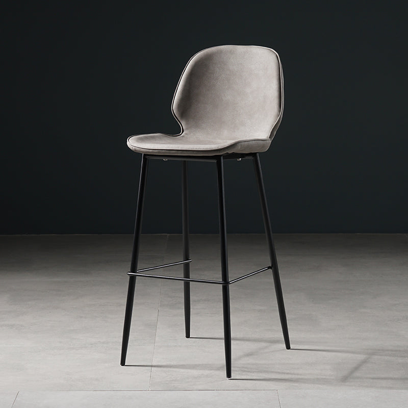 Scandinavian Footrest Matte Finish Barstool Restaurant Leather Stool Light Gray 1 Piece Counter Stool(26"H) Clearhalo 'Bar Furniture' 'Bar Stools' 'bar_stools' 'furn' 'furn_bar_stools' 'Furniture' 'furniture_bar_stools' 'Kitchen & Dining Furniture' 4926602