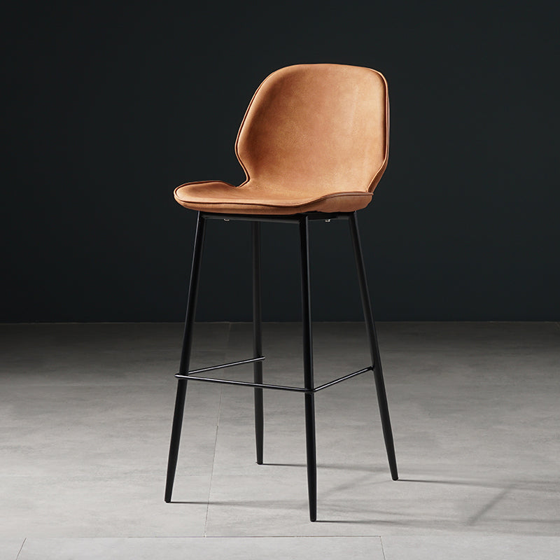 Scandinavian Footrest Matte Finish Barstool Restaurant Leather Stool Orange 1 Piece Counter Stool(26"H) Clearhalo 'Bar Furniture' 'Bar Stools' 'bar_stools' 'furn' 'furn_bar_stools' 'Furniture' 'furniture_bar_stools' 'Kitchen & Dining Furniture' 4926604