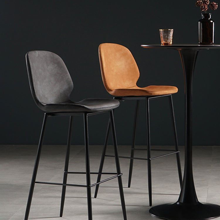Scandinavian Footrest Matte Finish Barstool Restaurant Leather Stool Clearhalo 'Bar Furniture' 'Bar Stools' 'bar_stools' 'furn' 'furn_bar_stools' 'Furniture' 'furniture_bar_stools' 'Kitchen & Dining Furniture' 4926606
