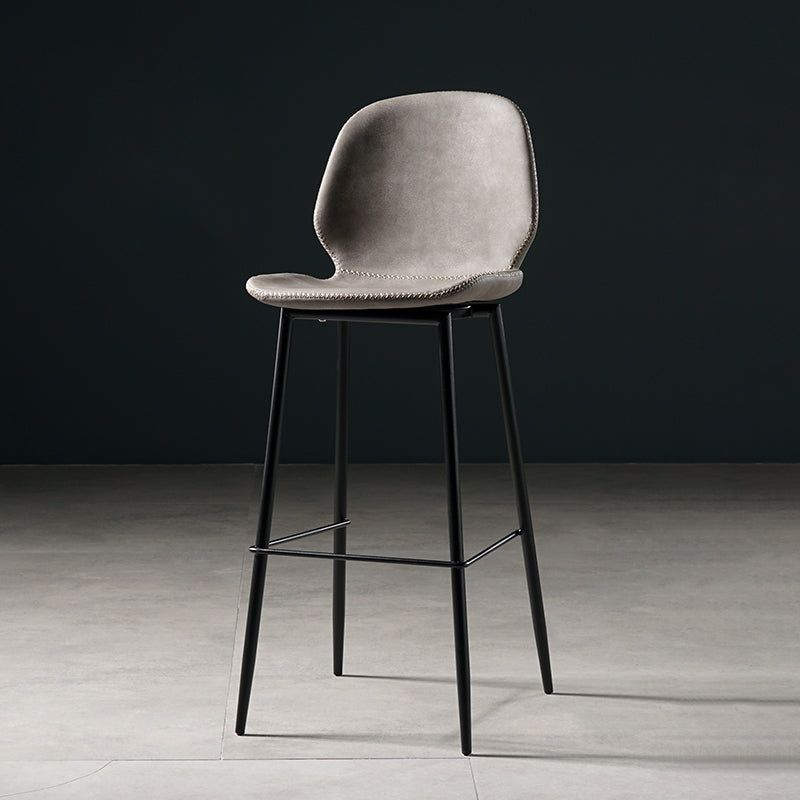 Scandinavian Footrest Matte Finish Barstool Restaurant Leather Stool Grey 1 Piece Bar Stool(30"H) Clearhalo 'Bar Furniture' 'Bar Stools' 'bar_stools' 'furn' 'furn_bar_stools' 'Furniture' 'furniture_bar_stools' 'Kitchen & Dining Furniture' 4926613
