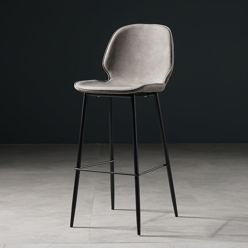 Scandinavian Footrest Matte Finish Barstool Restaurant Leather Stool Light Gray 1 Piece Bar Stool(30"H) Clearhalo 'Bar Furniture' 'Bar Stools' 'bar_stools' 'furn' 'furn_bar_stools' 'Furniture' 'furniture_bar_stools' 'Kitchen & Dining Furniture' 4926616