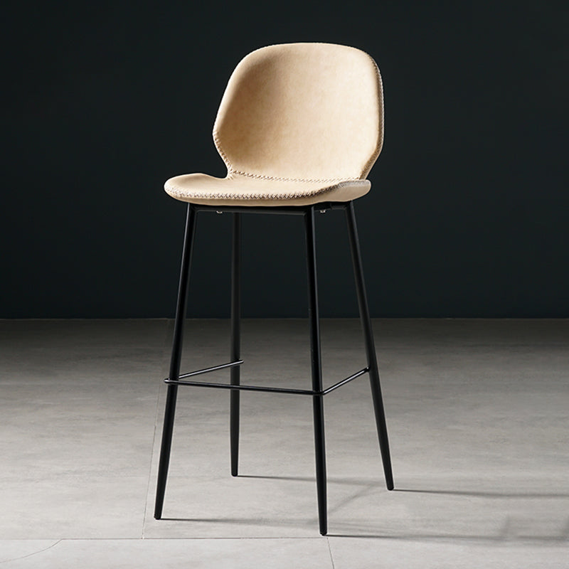Scandinavian Footrest Matte Finish Barstool Restaurant Leather Stool Beige 1 Piece Bar Stool(30"H) Clearhalo 'Bar Furniture' 'Bar Stools' 'bar_stools' 'furn' 'furn_bar_stools' 'Furniture' 'furniture_bar_stools' 'Kitchen & Dining Furniture' 4926618
