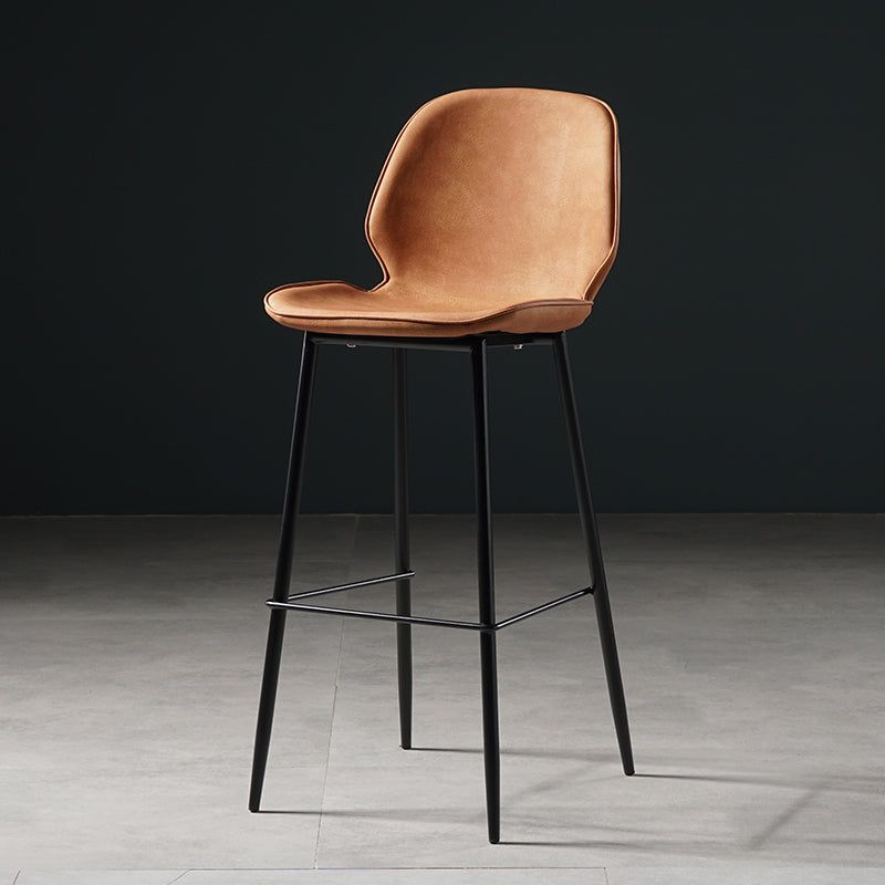 Scandinavian Footrest Matte Finish Barstool Restaurant Leather Stool Orange 1 Piece Bar Stool(30"H) Clearhalo 'Bar Furniture' 'Bar Stools' 'bar_stools' 'furn' 'furn_bar_stools' 'Furniture' 'furniture_bar_stools' 'Kitchen & Dining Furniture' 4926622