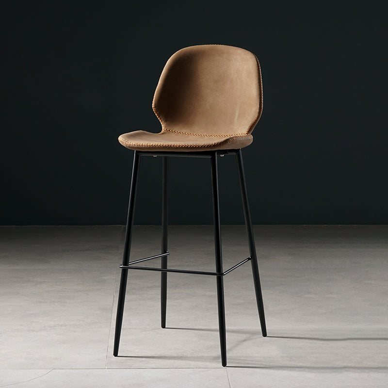 Scandinavian Footrest Matte Finish Barstool Restaurant Leather Stool Brown 1 Piece Bar Stool(30"H) Clearhalo 'Bar Furniture' 'Bar Stools' 'bar_stools' 'furn' 'furn_bar_stools' 'Furniture' 'furniture_bar_stools' 'Kitchen & Dining Furniture' 4926625