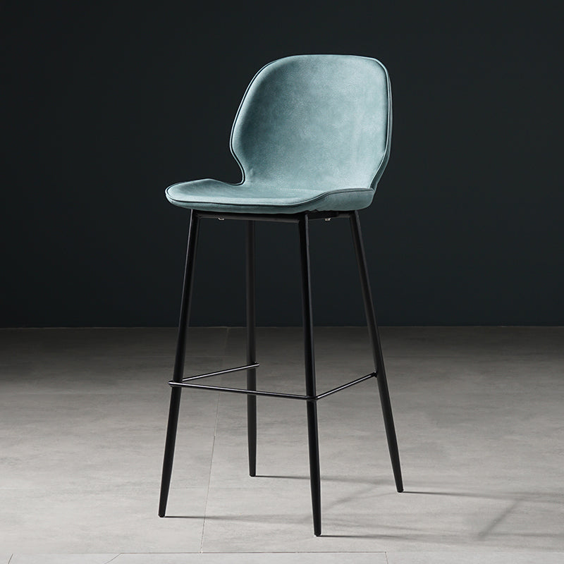 Scandinavian Footrest Matte Finish Barstool Restaurant Leather Stool Blue 1 Piece Bar Stool(30"H) Clearhalo 'Bar Furniture' 'Bar Stools' 'bar_stools' 'furn' 'furn_bar_stools' 'Furniture' 'furniture_bar_stools' 'Kitchen & Dining Furniture' 4926626
