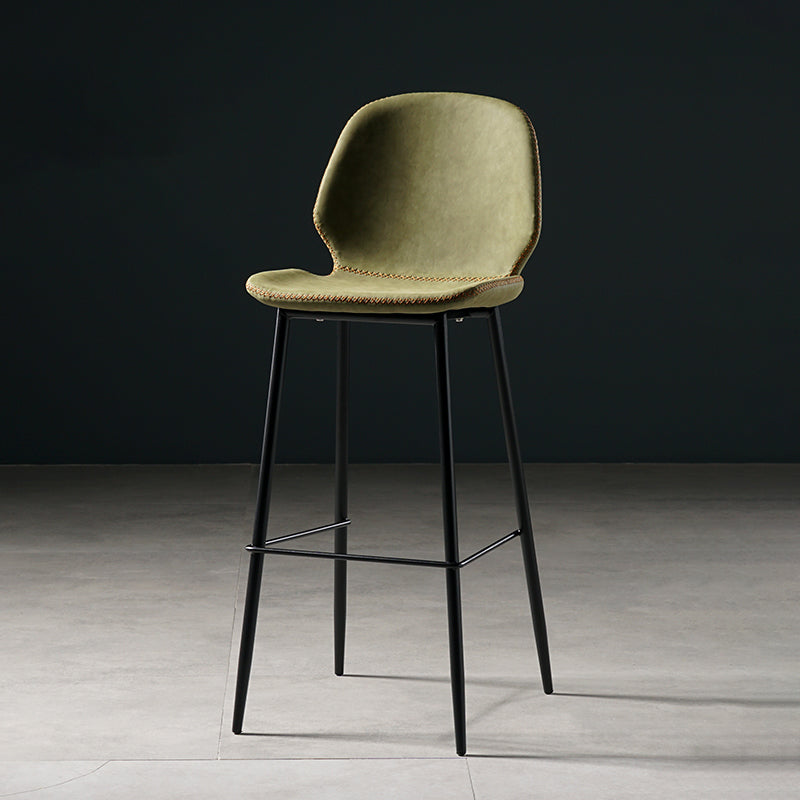 Scandinavian Footrest Matte Finish Barstool Restaurant Leather Stool Green 1 Piece Bar Stool(30"H) Clearhalo 'Bar Furniture' 'Bar Stools' 'bar_stools' 'furn' 'furn_bar_stools' 'Furniture' 'furniture_bar_stools' 'Kitchen & Dining Furniture' 4926627