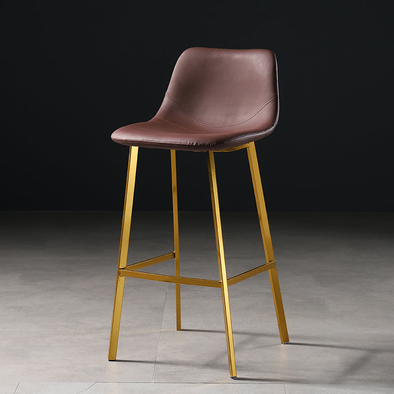 Scandinavian Footrest Matte Finish Barstool Restaurant Leather Stool Red Brown 1 Piece Bar Stool(30"H) Clearhalo 'Bar Furniture' 'Bar Stools' 'bar_stools' 'furn' 'furn_bar_stools' 'Furniture' 'furniture_bar_stools' 'Kitchen & Dining Furniture' 4926629